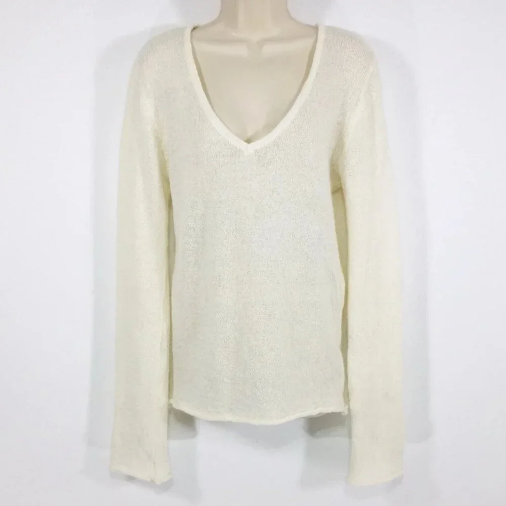 Brandy Melville Andi Sweater Sz M Mohair Blend Relaxed Rolled Hem Soft Cozy